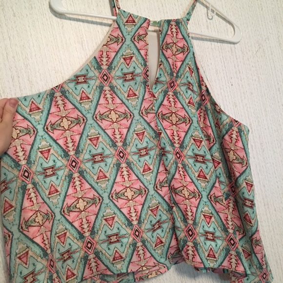 SOLD// Forever 21 Tribal Printed Halter Blouse - Picture 7 of 7